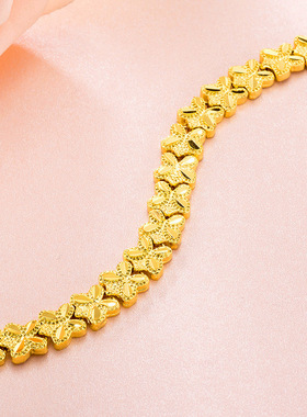 四叶草女士欧币风真金手链