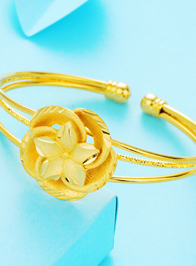 花朵不掉色开口配饰手镯