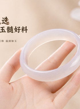 天然白玉髓手镯女加宽加厚复古风