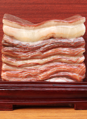 24*19*7cm5876g天然石材奇石摆件猪肉石五花肉桌面装饰雕刻石摆件