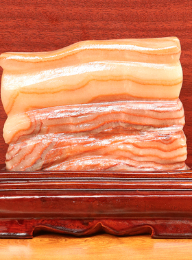 14*11*2cm731g天然石材奇石摆件猪肉石五花肉桌面装饰雕刻石摆件