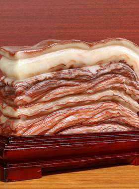 19*20*7cm7130g天然石材奇石摆件猪肉石五花肉桌面装饰雕刻石摆件