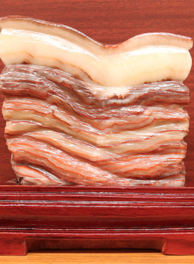 20*19*5cm4013g天然石材奇石摆件猪肉石五花肉桌面装饰雕刻石摆件