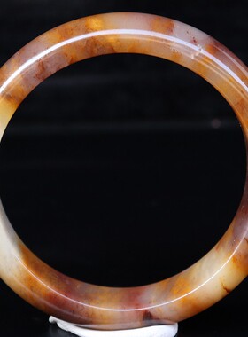 57*15*8mm54g天然玉石桂林鸡血玉石手镯帝皇料田湾料有几颗沙眼