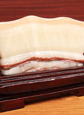 21*15*2cm1630g天然石材奇石摆件猪肉石五花肉桌面装饰雕刻石摆件