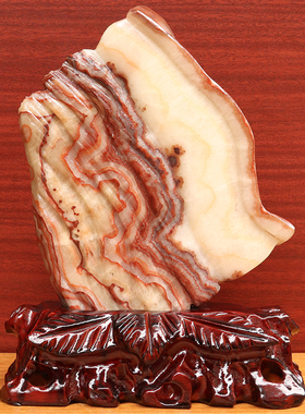 19*25*2cm1898g天然石材奇石摆件猪肉石五花肉桌面雕刻石摆件