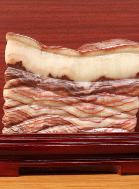 23*18*6cm4540g天然石材奇石摆件猪肉石五花肉桌面装饰雕刻石摆件