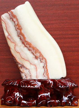 16*22*2cm1194g天然石材奇石摆件猪肉石五花肉桌面装饰雕刻石摆件