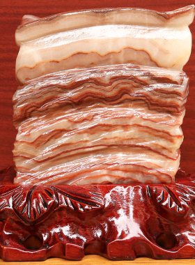 16*17*9cm3811g天然石材奇石摆件猪肉石五花肉桌面装饰雕刻石摆件