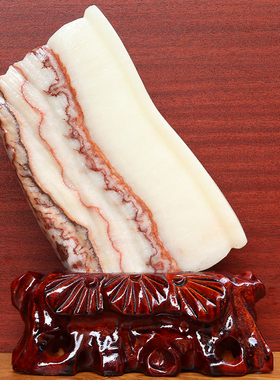 15*22*2cm1507g天然石材奇石摆件猪肉石五花肉桌面装饰雕刻石摆件