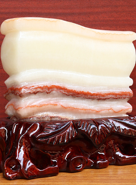 19*16*5cm2481g天然石材奇石摆件猪肉石五花肉桌面装饰雕刻石摆件