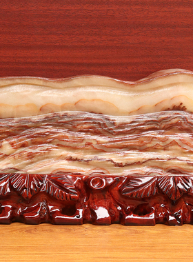 27*16*2cm2189g天然石材奇石摆件猪肉石五花肉桌面装饰雕刻石摆件