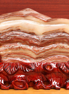 23*21*4cm3540g天然石材奇石摆件猪肉石五花肉桌面装饰雕刻石摆件