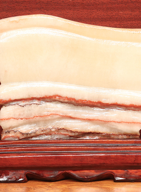 17*15*2cm1069g天然石材奇石摆件猪肉石五花肉桌面装饰雕刻石摆件