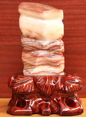 11*17*4cm1008g天然石材奇石摆件猪肉石五花肉桌面装饰雕刻石摆件