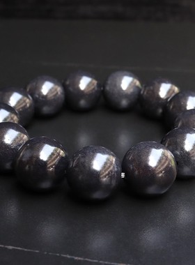 18*18mm13颗107g天然桂林鸡血玉石手链上朗料黑色手串男士手链