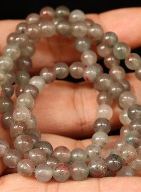 6*6mm108颗34g天然桂林鸡血玉石手链贵妃料白色手串女士手链