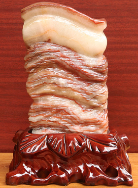 12*18*6cm1926g天然石材奇石摆件猪肉石五花肉桌面装饰雕刻石摆件
