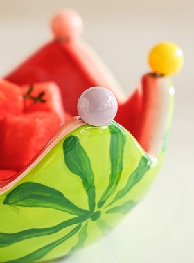 水果叉套装家用西瓜摆件装饰品可爱小叉子收纳罐果插儿童安全果签