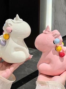 可爱独角兽水果叉收纳套装儿童蛋糕甜品叉摆件装饰品茶几餐桌客厅