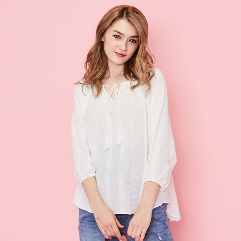 十月妈咪新款孕妇装绣花休闲t恤 旭申母婴衬衫/雪纺衫