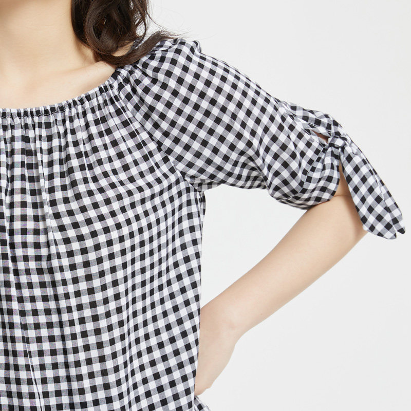 【新品】十月妈咪一字领格纹孕妇t恤 旭申母婴T恤