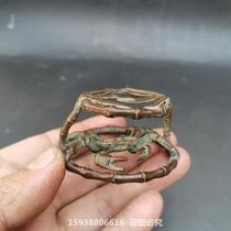 Antique Ancient Play Bronze Ware Antique Collection Alloy Imitation Pure Copper Crab Cover Retro Red Copper Leather Shell Desktop Small Pendulum