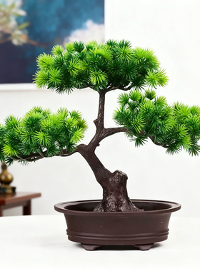 仿真迎客松塑料花假花绿植盆景摆件客厅室内植物盆栽桌面摆设装饰