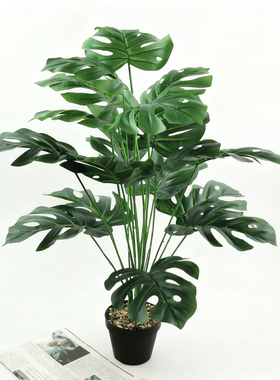 仿真绿植假树龟背竹仿生假植物盆栽摆件高端轻奢室内客厅装饰造景