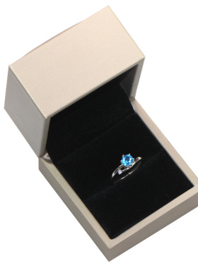 圆海蓝宝戒指冷淡高级托帕石纯银