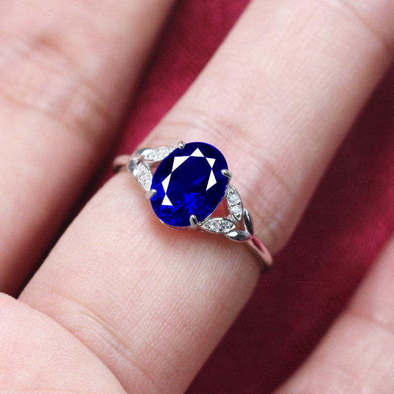 Leaf ring for women sapphire two carat tanzanite