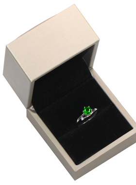 圆形祖母绿宝石戒指女活口可调节
