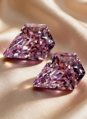 紫色高碳钻裸石3D立体钻石切割