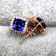 Cushion Square Tanzanite Sapphire Stud Earrings for Women in Sterling Silver