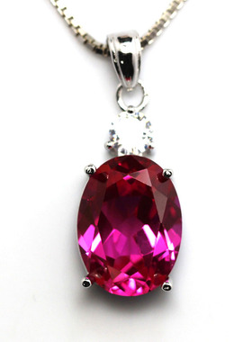 纯银镀18k玫瑰金彩色宝石吊坠