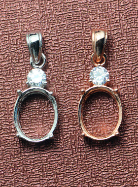 蛋形纯银镀18k金可镶嵌宝石坠子