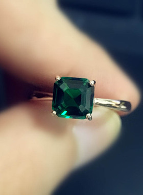 日韩风祖母绿宝石纯银时尚饰品