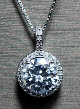 韩版白钻瑞士钻石吊坠925纯银