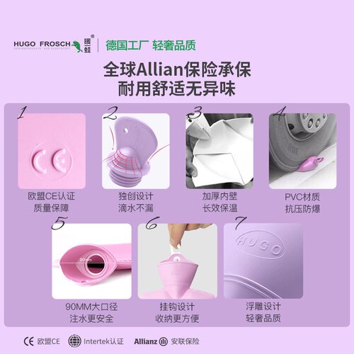 德国原装进口HUGO Frosch抗压防爆加厚冲水热水袋大号充水暖水袋 - 图3