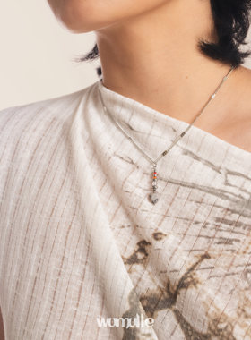 灰色系低饱和度地图石项链耳坠