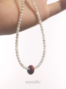 细款酒红锆石珍珠项链wumulle