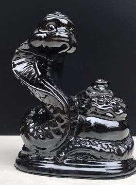 陶瓷黑色十二生肖全套马虎工艺品