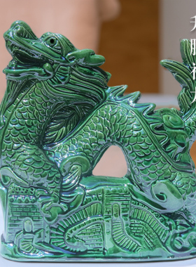 陶瓷唐三彩陶瓷青龙摆件送礼摆件