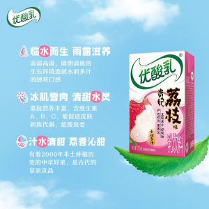 伊利优酸乳贵妃荔枝味250ml*24盒整箱装牛奶饮品儿童学生早餐牛奶