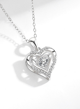 跳动的心999足银项链女节日礼物