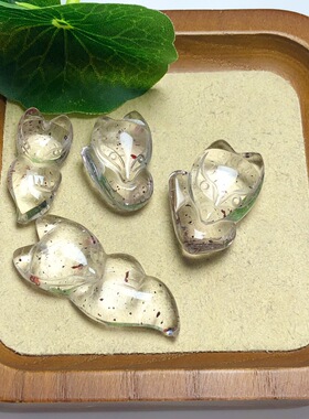 天然白水晶金草莓大头狐狸手工DIY手链项链耳饰吊坠挂件水晶饰品