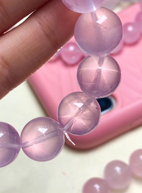 高颜值天然星光粉水晶手链男女情侣款简约时尚手串礼物饰品配饰