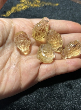 天然巴西黄水晶雕刻金蟾手工DIY手链项链耳饰吊坠挂件水晶饰品