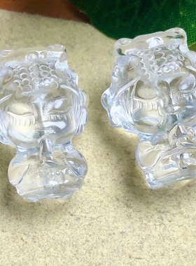 天然白水晶雕刻妈祖吊坠手工DIY手链项链手排车挂流苏饰品配饰