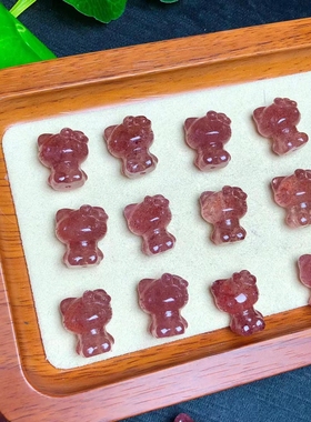 天然草莓晶kt猫手工手链项链吊坠手机链钥匙扣车挂包挂水晶配饰